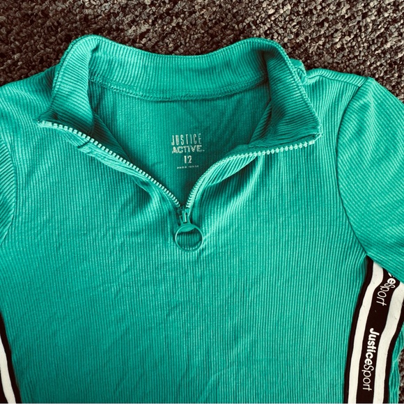 Justice Teal Sporty Top with Black Accents - Picture 3 of 4